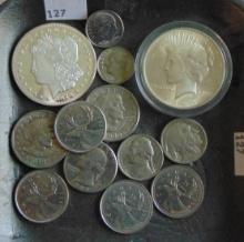 Variety: Peace Dollar, Morgan Dollar (copy), more.