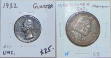 1932 Washington Quarter. 1893 Columbian Expo Half