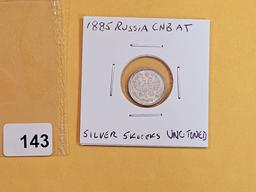 Uncirculated 1885 Russia silver 5 kopeks
