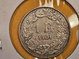 Better date 1901 Swizterland silver franc