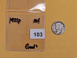 KEY DATE 1921 Mercury Dime