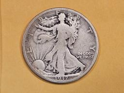 1917-D Walking Liberty Half Dollar in Very Good