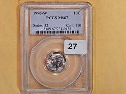 * KEY DATE * PCGS 1996-W Roosevelt Dime in Mint State 67