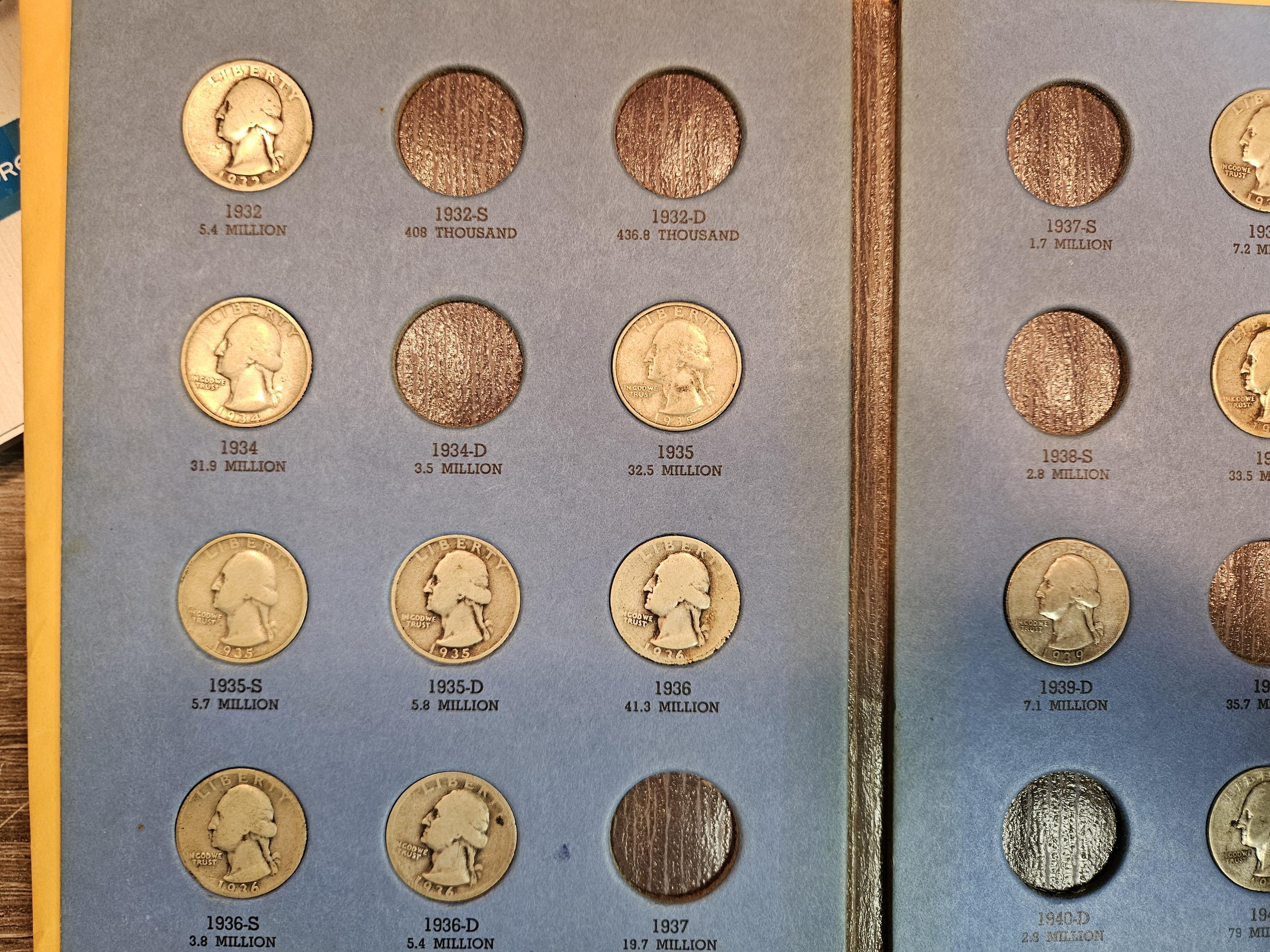 Partially complete Whitman album of silver Washington Quarters