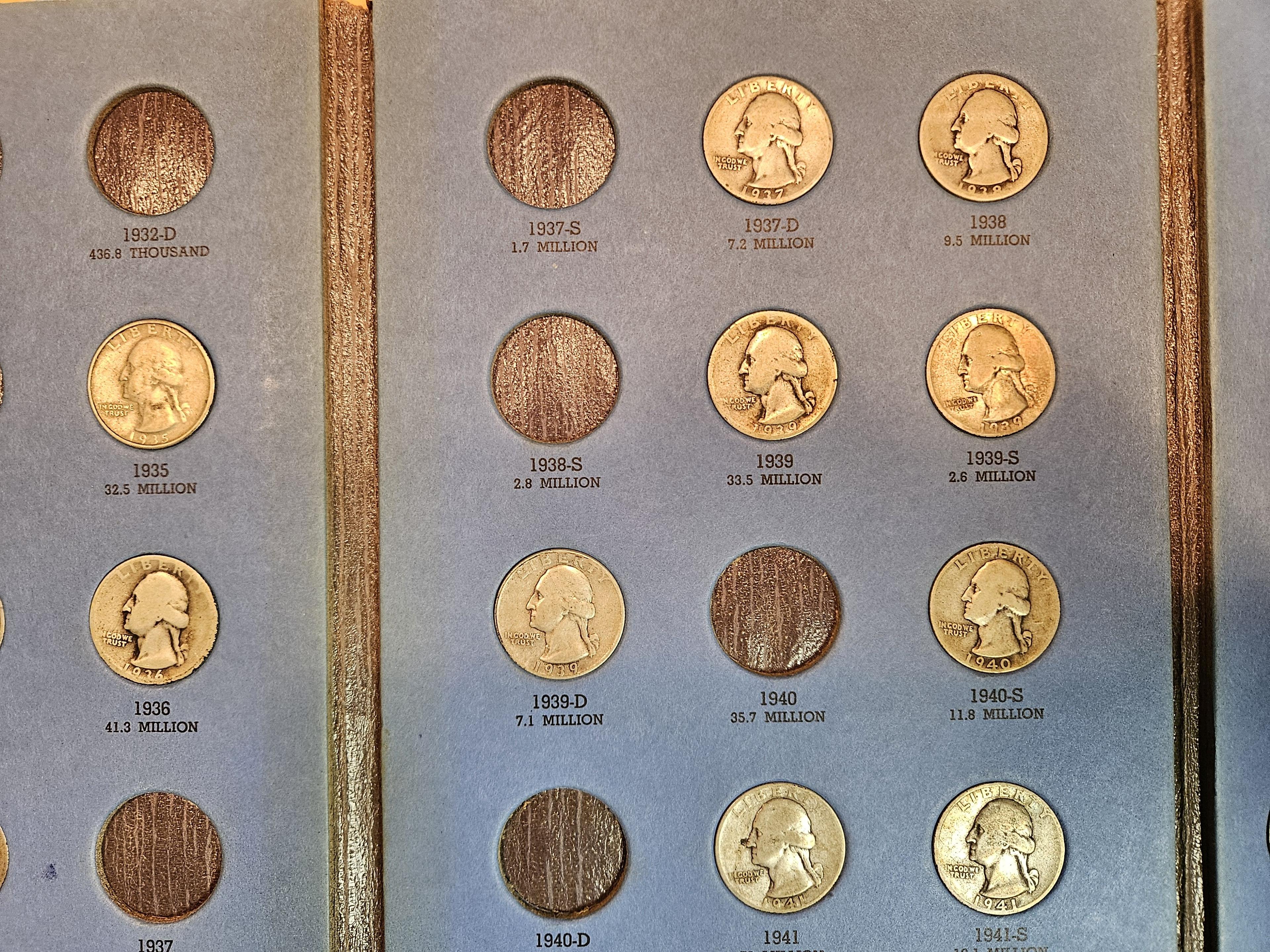 Partially complete Whitman album of silver Washington Quarters