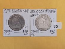 1871-S and 1855-O Seated Liberty Half Dollars