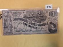 1862 Richmond Confederate One Dollar Note
