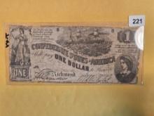 1862 Richmond Confederate One Dollar Note