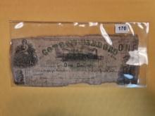 1862 Jackson Missippi One Dollar