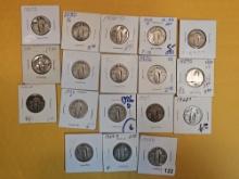 Eighteen silver Standing Liberty Quarters