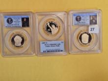 THREE GEM! PCGS Proof 69 Deep Cameo Presidential Dollars