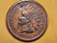 * Semi-Key 1866 Indian cent in Fine plus - details