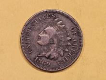 * Semi-Key 1869 Indian cent in Fine - details