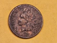 Better Date 1876 Indian Cent in Very Fine