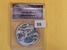 GEM! ANACS 1991 American Silver Eagle in Mint State 69