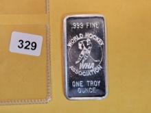 One Troy Ounce .999 fine silver art bar
