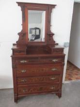 Victorian Upright Dresser w/ Hanky Boxes & Mirror