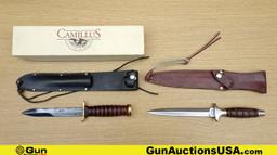 Camillus & Valor Knives. Excellent. Lot of 2; 1- Camillus US Army Commemorative M3 Features a Blacke