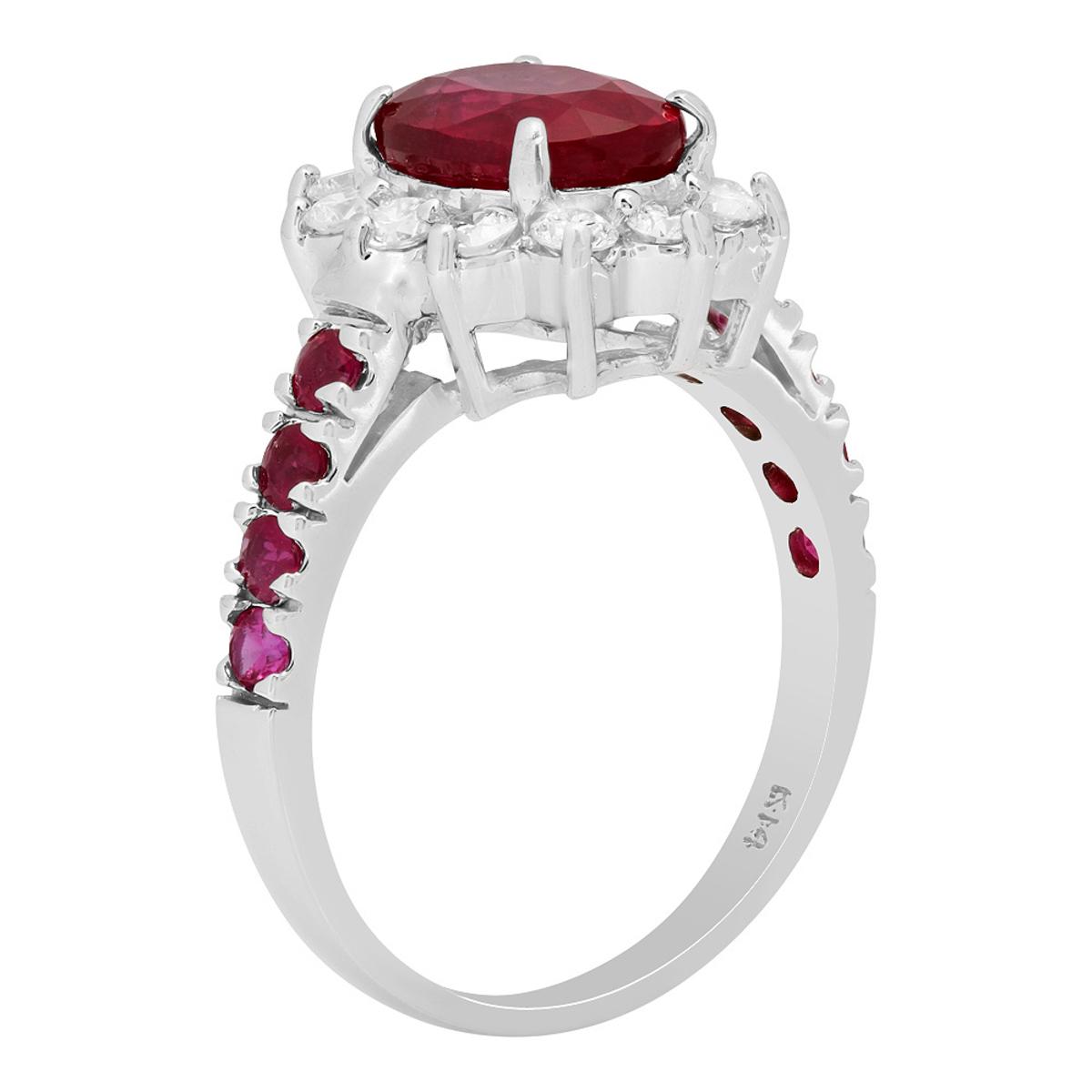 14k White Gold 2.88ct & 0.46ct Ruby 0.57ct Diamond Ring