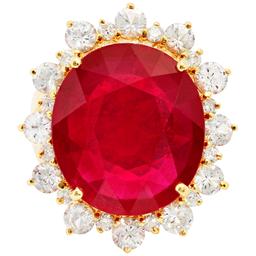 14k Yellow Gold 20.66ct Ruby 2.41ct Sapphire 0.41ct Diamond Ring