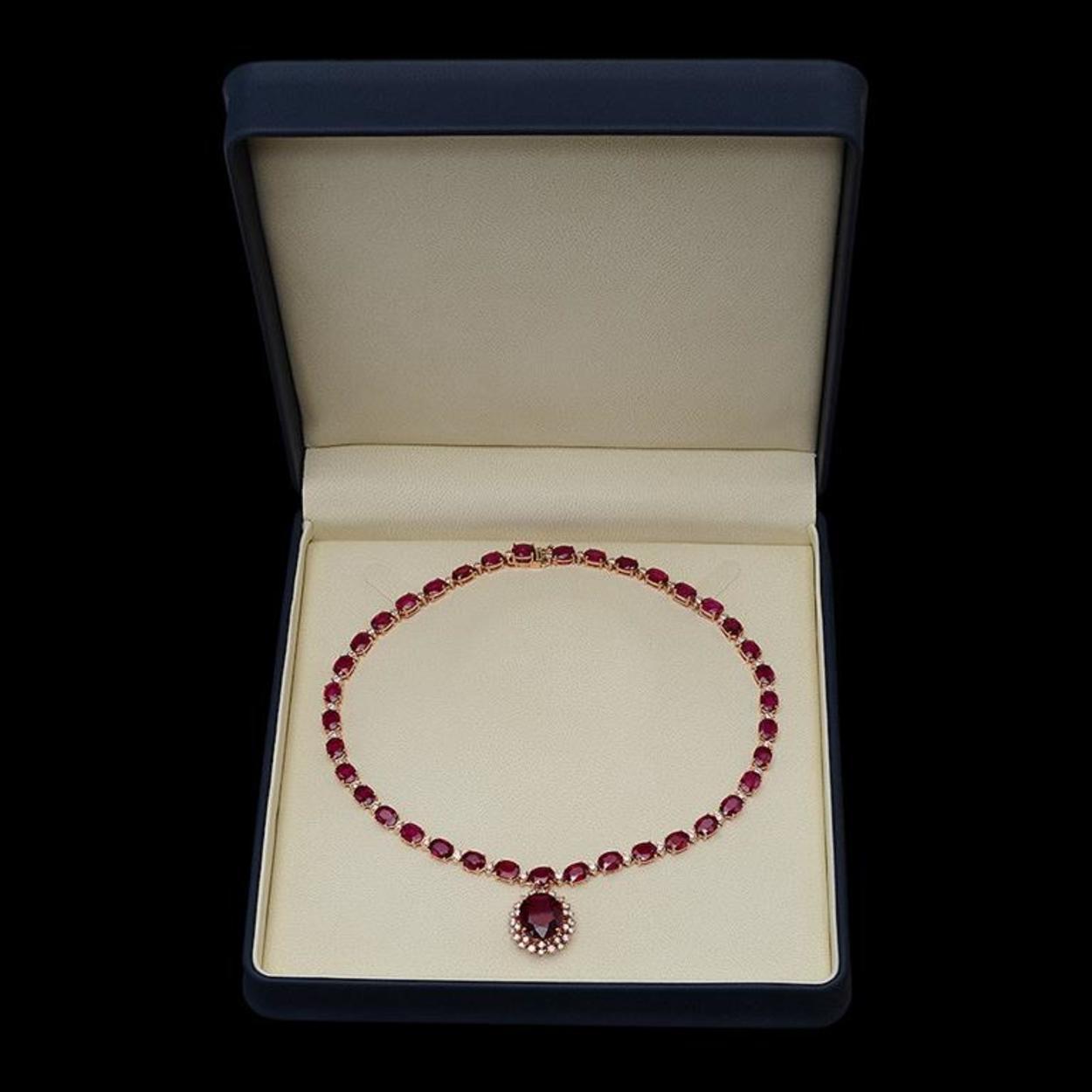 14K Gold 67.74ct Ruby & 2.48ct Diamond Necklace