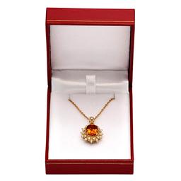 14k Yellow Gold 3.98ct Citrine 0.17ct Diamond Pendant