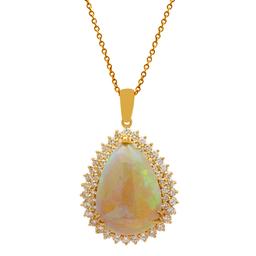 14k Yellow Gold 18.71ct Opal 3.70ct Diamond Pendant