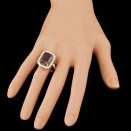 14K Yellow Gold 11.69ct Ruby and 1.88ct Diamond Ring