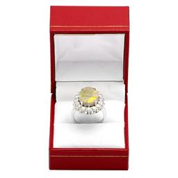 14k White Gold 3.78ct Opal 1.84ct Diamond Ring