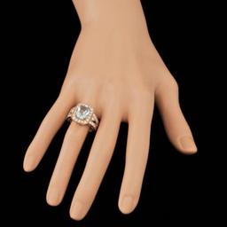 14K Rose Gold 3.07ct Aquamarine and 1.32ct Diamond Ring