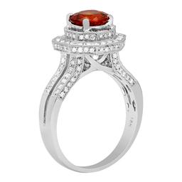 14k White Gold 2.39ct Orange Sapphire 0.68ct Diamond Ring