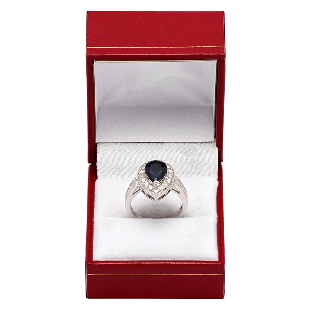 14k White Gold 2.09ct Sapphire 1.07ct Diamond Ring