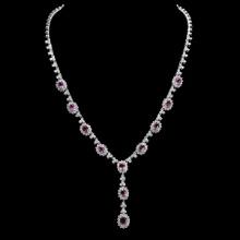 18k White Gold 7.52ct Sapphire 7.51ct Diamond Necklace