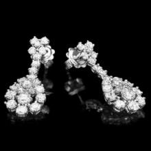 14K White Gold and 3.02ct Diamond Earrings