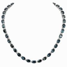 14k White Gold 55.81ct Blue Topaz 2.81ct Diamond Necklace