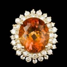 14K Yellow Gold 6.82ct Citrine and 1.77ct Diamond Ring