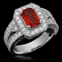 14K White Gold 1.53ct Ruby and 1.06ct Diamond Ring