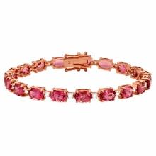 14k Rose Gold 16.50ct Pink Tourmaline 0.95ct Diamond Bracelet