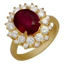 14k Yellow Gold 4.86ct Ruby 1.56ct Diamond Ring