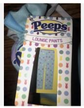 PEEPS CANDY BUNNY RUBBER DUCKY SHAPE EASTER LOUNGE PANTS, L/XL, BLUE, IN BAG
