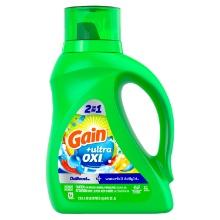 Gain Ultra Oxi Liquid Laundry Detergent, Waterfall Delight Scent, 2-in-1, 32 Loads, 46 Fl Oz