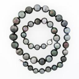 18" Graduated Large Cultured Tahitian Gray Pearl Strand Necklace 8.25-11.75mm
