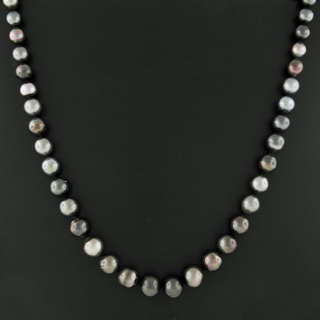18" Graduated Large Cultured Tahitian Gray Pearl Strand Necklace 8.25-11.75mm
