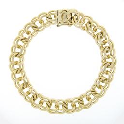 Vintage 14K Yellow Gold 6" Double Loop Open Ring Link Charm Chain Bracelet