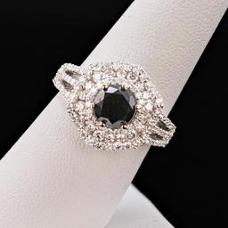 1.57 ctw Black CENTER Diamond 18K White Gold Ring (2.70 ctw Diamonds)