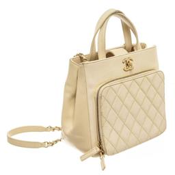 Chanel Beige Leather Business Affinity Shoulder Bag