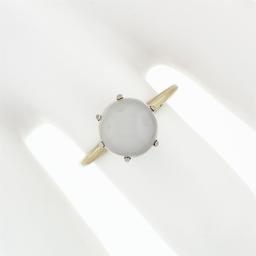 Antique Victorian 14k Gold 8.3mm Round Cabochon Moonstone 6-Prong Solitaire Ring