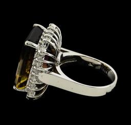 12.15 ctw Ametrine Quartz and Diamond Ring - 14KT White Gold