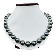 Pearl and Diamond Necklace - 14KT White Gold