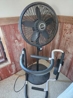 Fan on Stand & Exercise Equipment